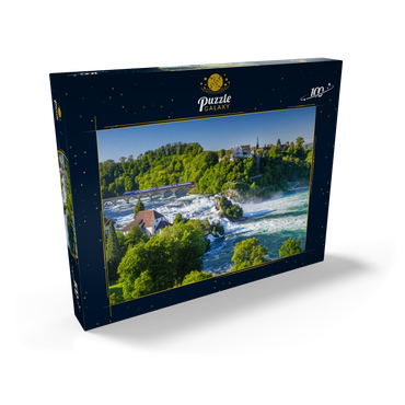 Blick über den Rheinfall zum Schloss Laufen 100 Puzzle Schachtel Ansicht2