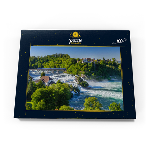 Blick über den Rheinfall zum Schloss Laufen 100 Puzzle Schachtel Ansicht3