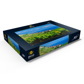 Alternative Darstellung des Puzzle-Motivs Weindorf Rivaz am Genfer See gegen Berge von Montreux – Puzzleteile: 500