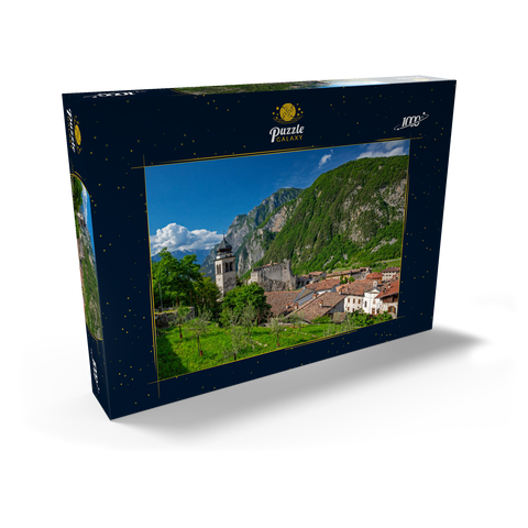 Kirche und Castello di Tenno, Tenno, Gardasee, Provinz Trient, Trentino-Südtirol, Italien 1000 Puzzle Schachtel Ansicht2
