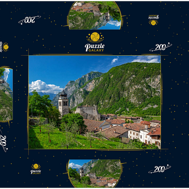 Kirche und Castello di Tenno, Tenno, Gardasee, Provinz Trient, Trentino-Südtirol, Italien 200 Puzzle Schachtel 3D Modell