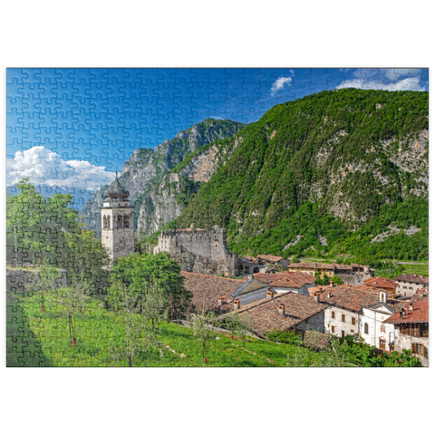 puzzleplate Kirche und Castello di Tenno, Tenno, Gardasee, Provinz Trient, Trentino-Südtirol, Italien 500 Puzzle