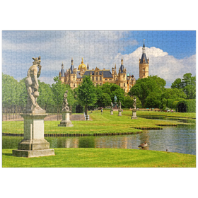 Darstellung des Puzzle-Motivs Schlossgarten mit dem Schweriner Schloss – Puzzleteile: 1000