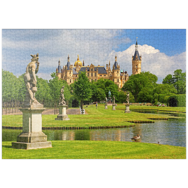 puzzleplate Schlossgarten mit dem Schweriner Schloss 1000 Puzzle
