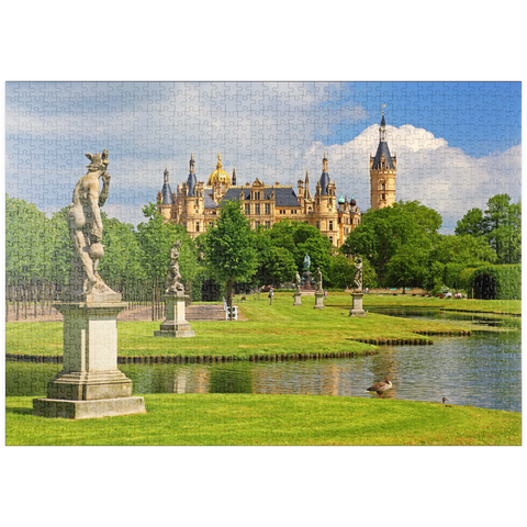 puzzleplate Schlossgarten mit dem Schweriner Schloss 1000 Puzzle