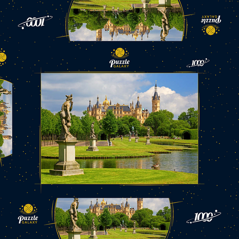 Schlossgarten mit dem Schweriner Schloss 1000 Puzzle Schachtel 3D Modell