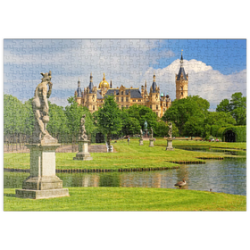 Darstellung des Puzzle Motivs Schlossgarten mit dem Schweriner Schloss - Puzzleteile: 500