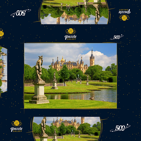 Schlossgarten mit dem Schweriner Schloss 500 Puzzle Schachtel 3D Modell
