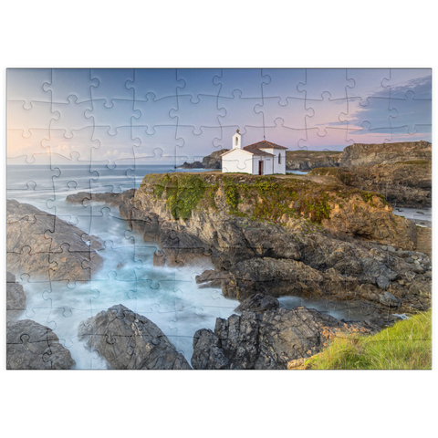 puzzleplate Kapelle Ermida da Nosa Señora do Porto bei Valdoviño 100 Puzzle
