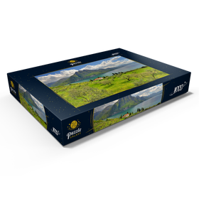 Darstellung des Puzzle Motivs Blick auf den See bei Riva di Solto, Iseosee, Lombardei, Italien - Puzzleteile: 1000