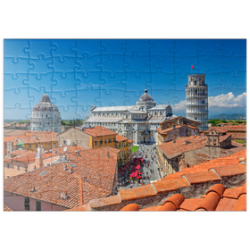 Darstellung des Puzzle Motivs Baptisterium, Dom Santa Maria Assunta und Schiefer Turm, Pisa - Puzzleteile: 100