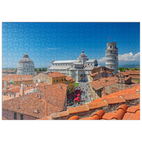 Darstellung des Puzzle-Motivs Baptisterium, Dom Santa Maria Assunta und Schiefer Turm, Pisa – Puzzleteile: 500