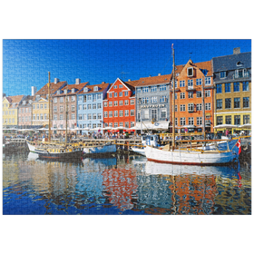 Darstellung des Puzzle-Motivs Alter Hafen im Zentrum von Kopenhagen, Nyhavn – Puzzleteile: 1000