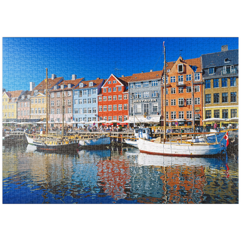 puzzleplate Alter Hafen im Zentrum von Kopenhagen, Nyhavn 1000 Puzzle