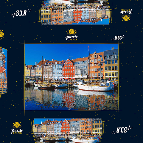 Alter Hafen im Zentrum von Kopenhagen, Nyhavn 1000 Puzzle Schachtel 3D Modell