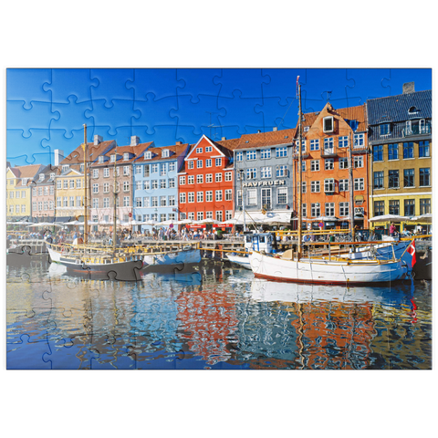 puzzleplate Alter Hafen im Zentrum von Kopenhagen, Nyhavn 100 Puzzle