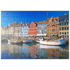 Darstellung des Puzzle Motivs Alter Hafen im Zentrum von Kopenhagen, Nyhavn - Puzzleteile: 100