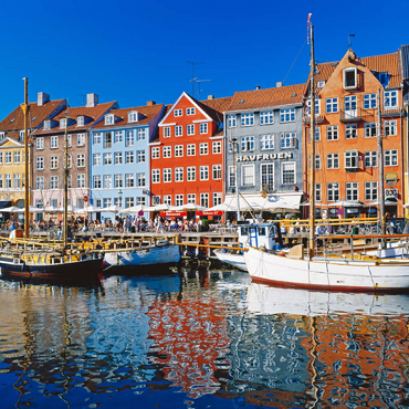 Alter Hafen im Zentrum von Kopenhagen, Nyhavn 100 Puzzle 3D Modell