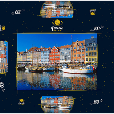 Alter Hafen im Zentrum von Kopenhagen, Nyhavn 100 Puzzle Schachtel 3D Modell