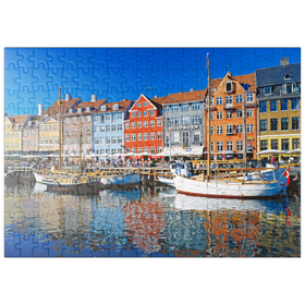 Darstellung des Puzzle-Motivs Alter Hafen im Zentrum von Kopenhagen, Nyhavn – Puzzleteile: 200