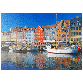 Darstellung des Puzzle-Motivs Alter Hafen im Zentrum von Kopenhagen, Nyhavn – Puzzleteile: 500
