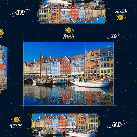 Alter Hafen im Zentrum von Kopenhagen, Nyhavn 500 Puzzle Schachtel 3D Modell