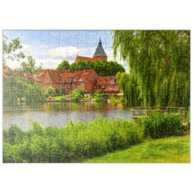 Darstellung des Puzzle Motivs Stadtsee mit Altstadt und St.-Nicolai-Kirche, Mölln - Puzzleteile: 200