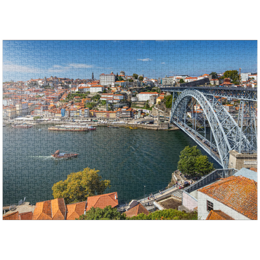 puzzleplate Blick über den Fluss Douro zur Altstadt Ribeira von Porto 1000 Puzzle
