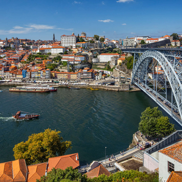 Blick über den Fluss Douro zur Altstadt Ribeira von Porto 1000 Puzzle 3D Modell