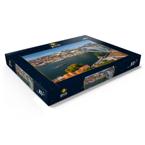 Blick über den Fluss Douro zur Altstadt Ribeira von Porto 100 Puzzle Schachtel Ansicht1