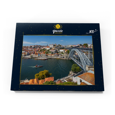 Blick über den Fluss Douro zur Altstadt Ribeira von Porto 100 Puzzle Schachtel Ansicht3