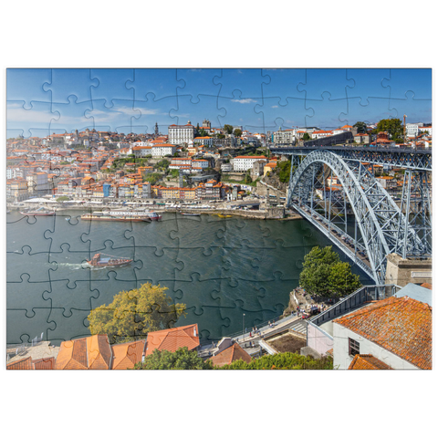 puzzleplate Blick über den Fluss Douro zur Altstadt Ribeira von Porto 100 Puzzle