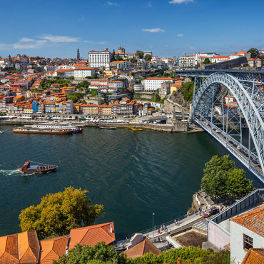 Blick über den Fluss Douro zur Altstadt Ribeira von Porto 100 Puzzle 3D Modell