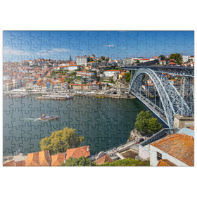 Darstellung des Puzzle-Motivs Blick über den Fluss Douro zur Altstadt Ribeira von Porto – Puzzleteile: 200