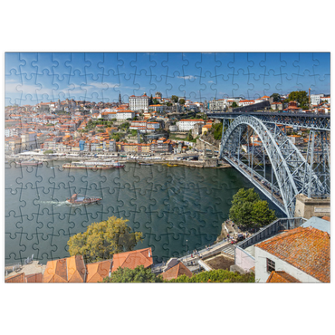 puzzleplate Blick über den Fluss Douro zur Altstadt Ribeira von Porto 200 Puzzle