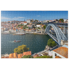 Darstellung des Puzzle-Motivs Blick über den Fluss Douro zur Altstadt Ribeira von Porto – Puzzleteile: 500