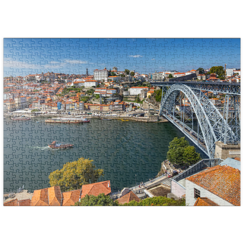 puzzleplate Blick über den Fluss Douro zur Altstadt Ribeira von Porto 500 Puzzle
