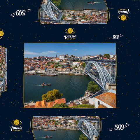 Blick über den Fluss Douro zur Altstadt Ribeira von Porto 500 Puzzle Schachtel 3D Modell
