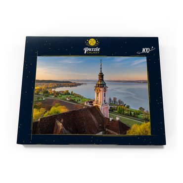 Sonnenaufgang an der Wallfahrtskirche Birnau bei Unteruhldingen am Bodensee im Frühling 100 Puzzle Schachtel Ansicht3