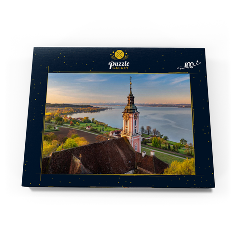 Sonnenaufgang an der Wallfahrtskirche Birnau bei Unteruhldingen am Bodensee im Frühling 100 Puzzle Schachtel Ansicht3