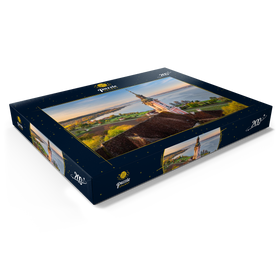 Alternative Darstellung des Puzzle-Motivs Sonnenaufgang an der Wallfahrtskirche Birnau bei Unteruhldingen am Bodensee – Puzzleteile: 200