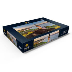 Darstellung des Puzzle Motivs Sonnenaufgang an der Wallfahrtskirche Birnau bei Unteruhldingen am Bodensee - Puzzleteile: 500