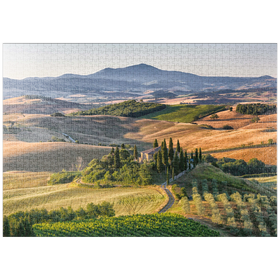 Darstellung des Puzzle Motivs Landhaus bei San Quirico d'Orcia, Val d'Orcia, Provinz Siena, Toskana, Italien - Puzzleteile: 1000