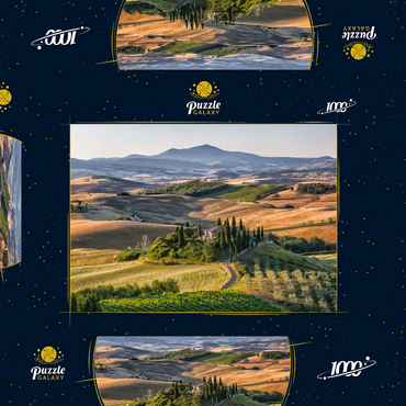 Landhaus bei San Quirico d'Orcia, Val d'Orcia, Provinz Siena, Toskana, Italien 1000 Puzzle Schachtel 3D Modell
