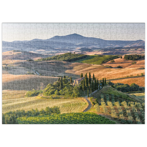 puzzleplate Landhaus bei San Quirico d'Orcia, Val d'Orcia, Provinz Siena, Toskana, Italien 500 Puzzle