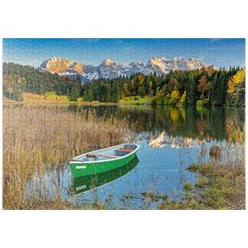 Darstellung des Puzzle-Motivs Geroldsee bei Gerold in der Alpenwelt Karwendel, Blick zum Karwendelgebirge – Puzzleteile: 1000