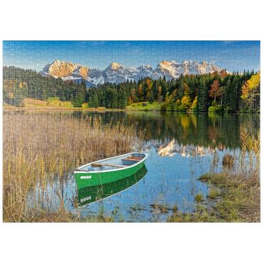 puzzleplate Geroldsee bei Gerold in der Alpenwelt Karwendel, Blick zum Karwendelgebirge 1000 Puzzle