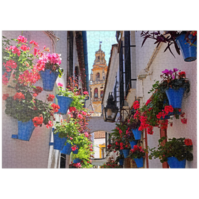 Darstellung des Puzzle-Motivs Calleja de las Flores in der Altstadt Juderia, Andalusien, Spanien – Puzzleteile: 1000
