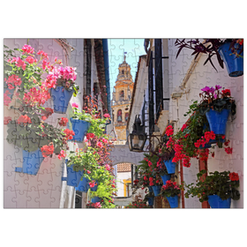 Darstellung des Puzzle-Motivs Calleja de las Flores in der Altstadt Juderia, Andalusien, Spanien – Puzzleteile: 200