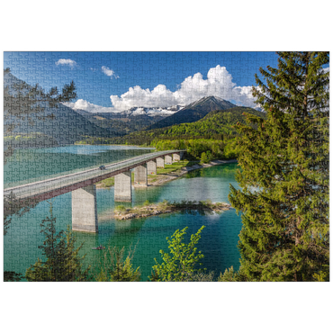puzzleplate Brücke über den Sylvensteinstausee bei Lenggries 1000 Puzzle